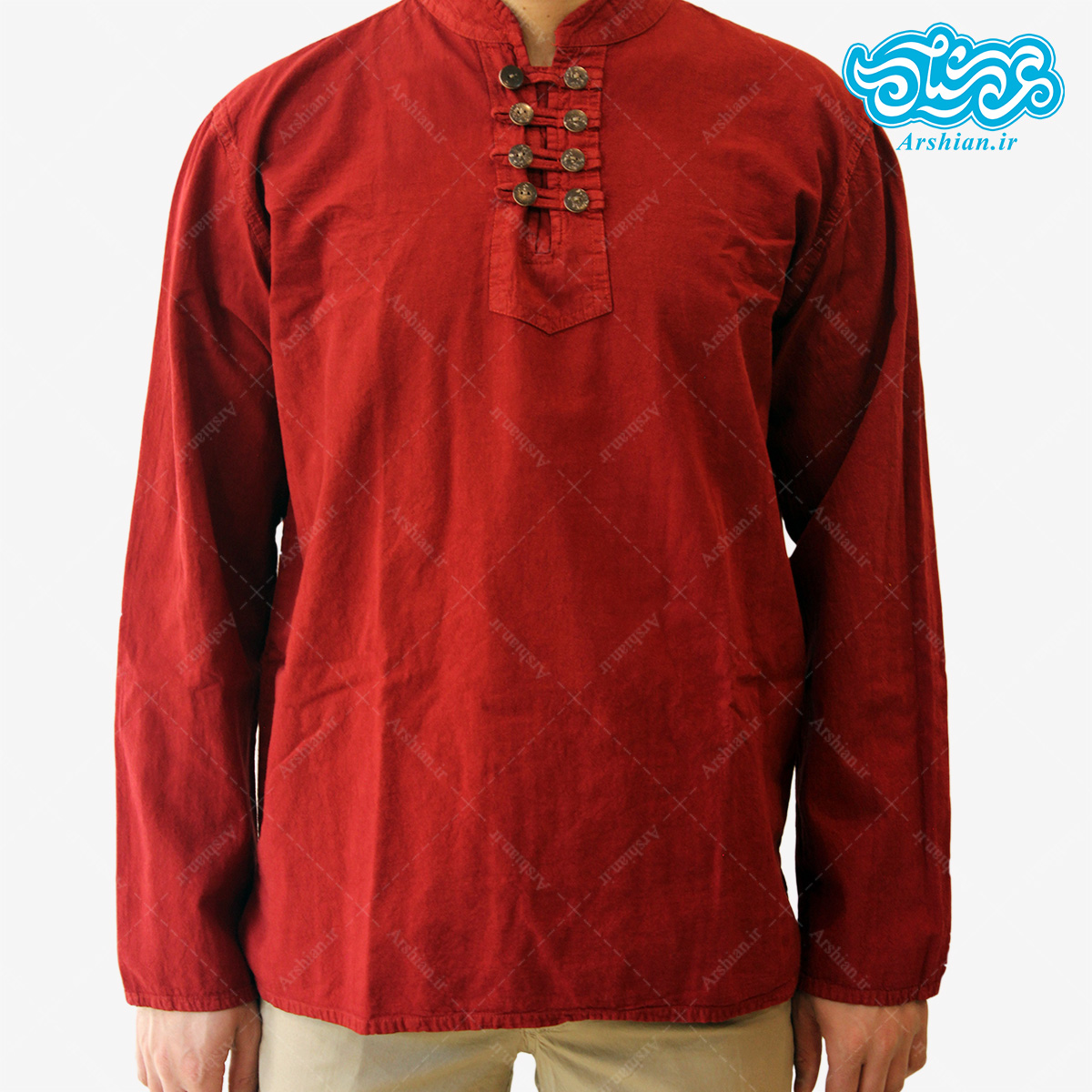 پیراهن الیاف طبیعی طرح هشت دکمه مدل gh001