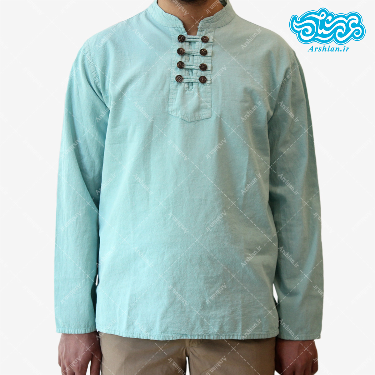 پیراهن الیاف طبیعی طرح هشت دکمه مدل a001
