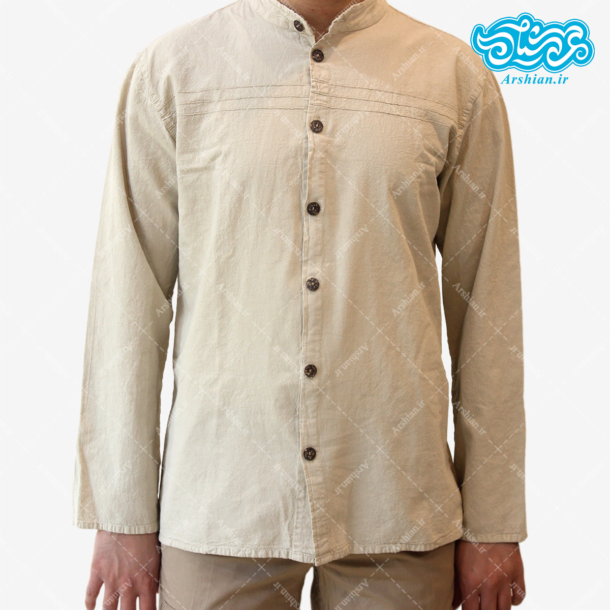 پیراهن الیاف طبیعی طرح تمام دکمه مدل se002