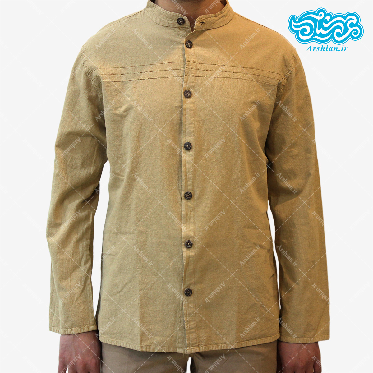 پیراهن الیاف طبیعی طرح تمام دکمه مدل k001