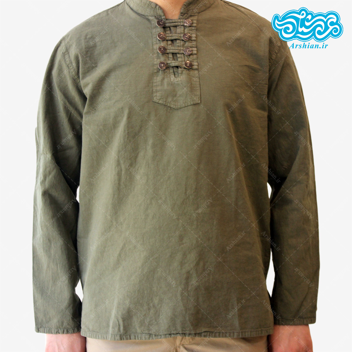 پیراهن الیاف طبیعی طرح هشت دکمه مدل sa002