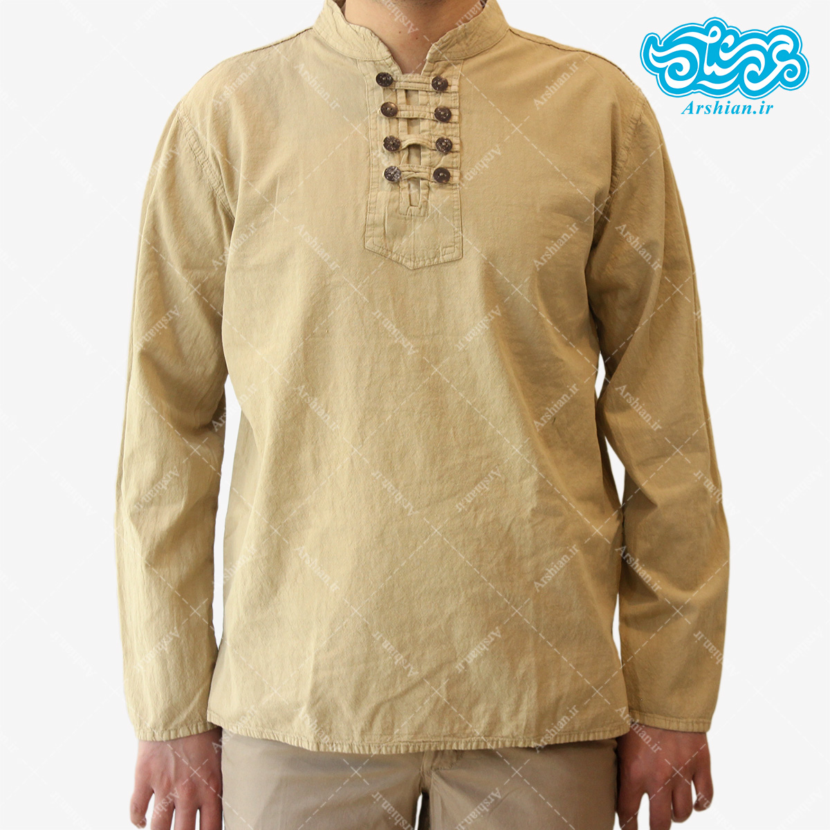 پیراهن الیاف طبیعی طرح هشت دکمه مدل k001