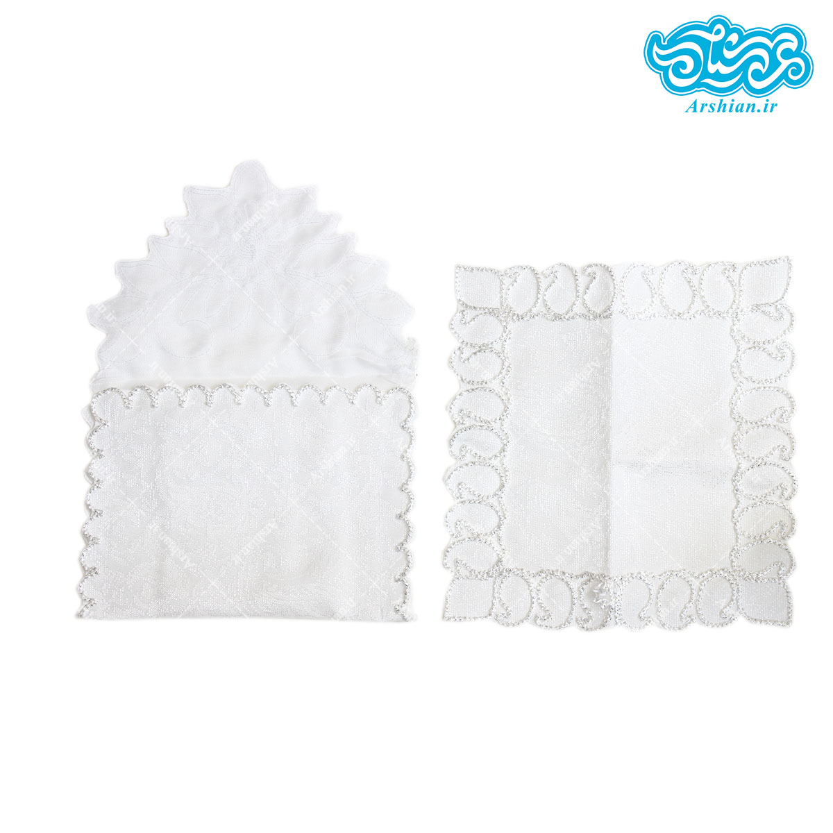جانماز کیفی دو تکه سفید گلدوزی شده