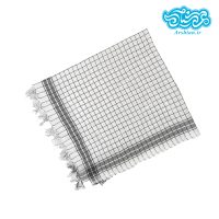 چفیه معمولی سفیدرنگ طرح ایرانی(خطوط ساده مربعی)