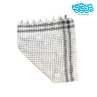 چفیه معمولی سفیدرنگ طرح ایرانی(خطوط ساده مربعی)