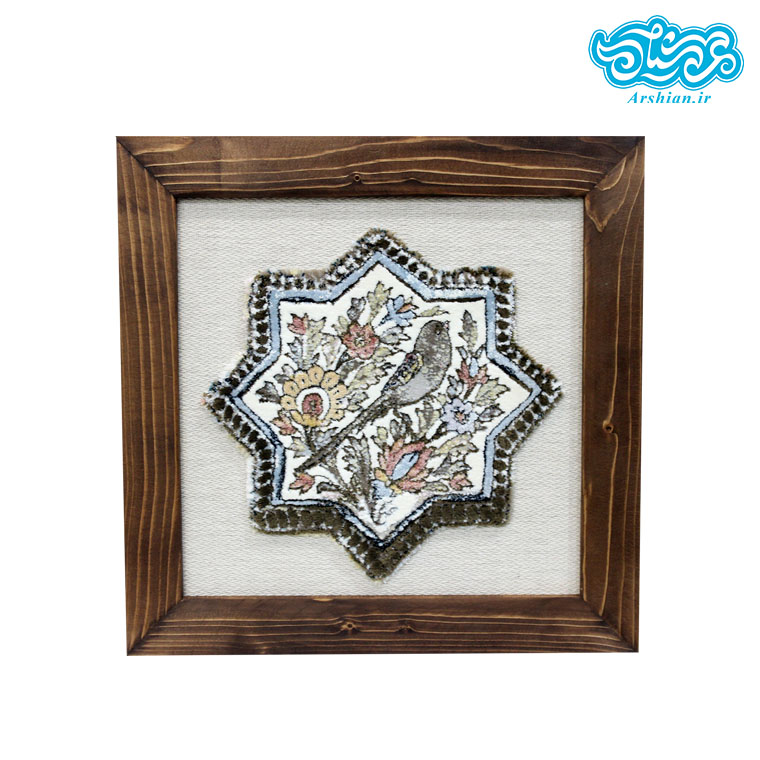 تابلو فرش با طرح گل ومرغ