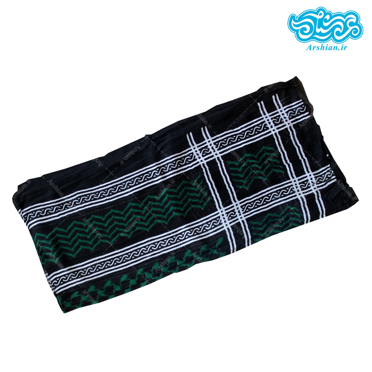چفیه طرح عربی سبز مدل چاپی