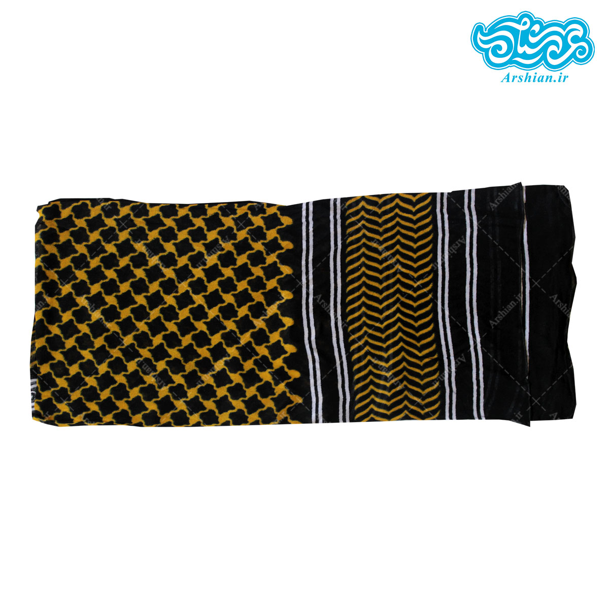 چفیه طرح عربی زرد مدل چاپی