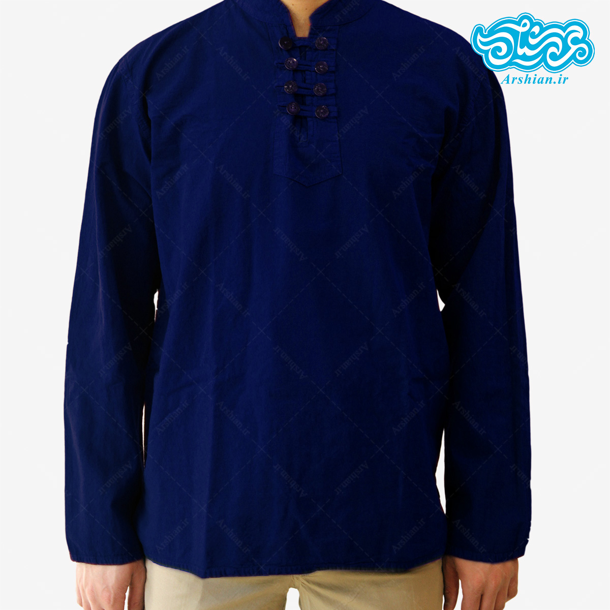 پیراهن الیاف طبیعی طرح هشت دکمه مدل so001