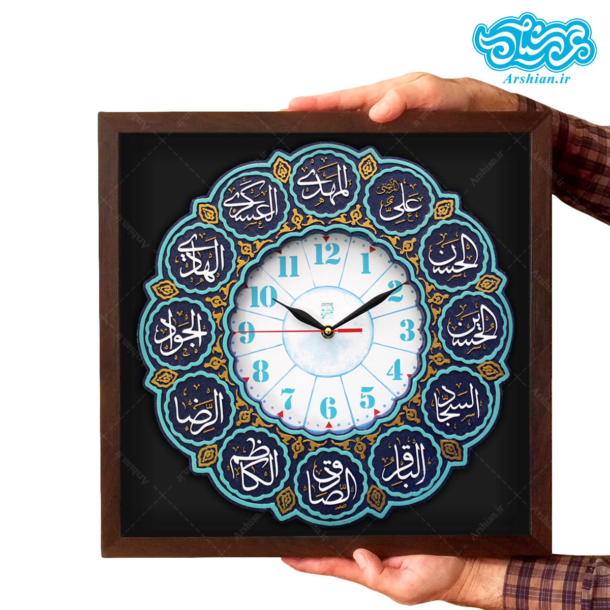 تابلو برجسته ساعت طرح دوازده امام علیهما السلام کد ۲۰۶