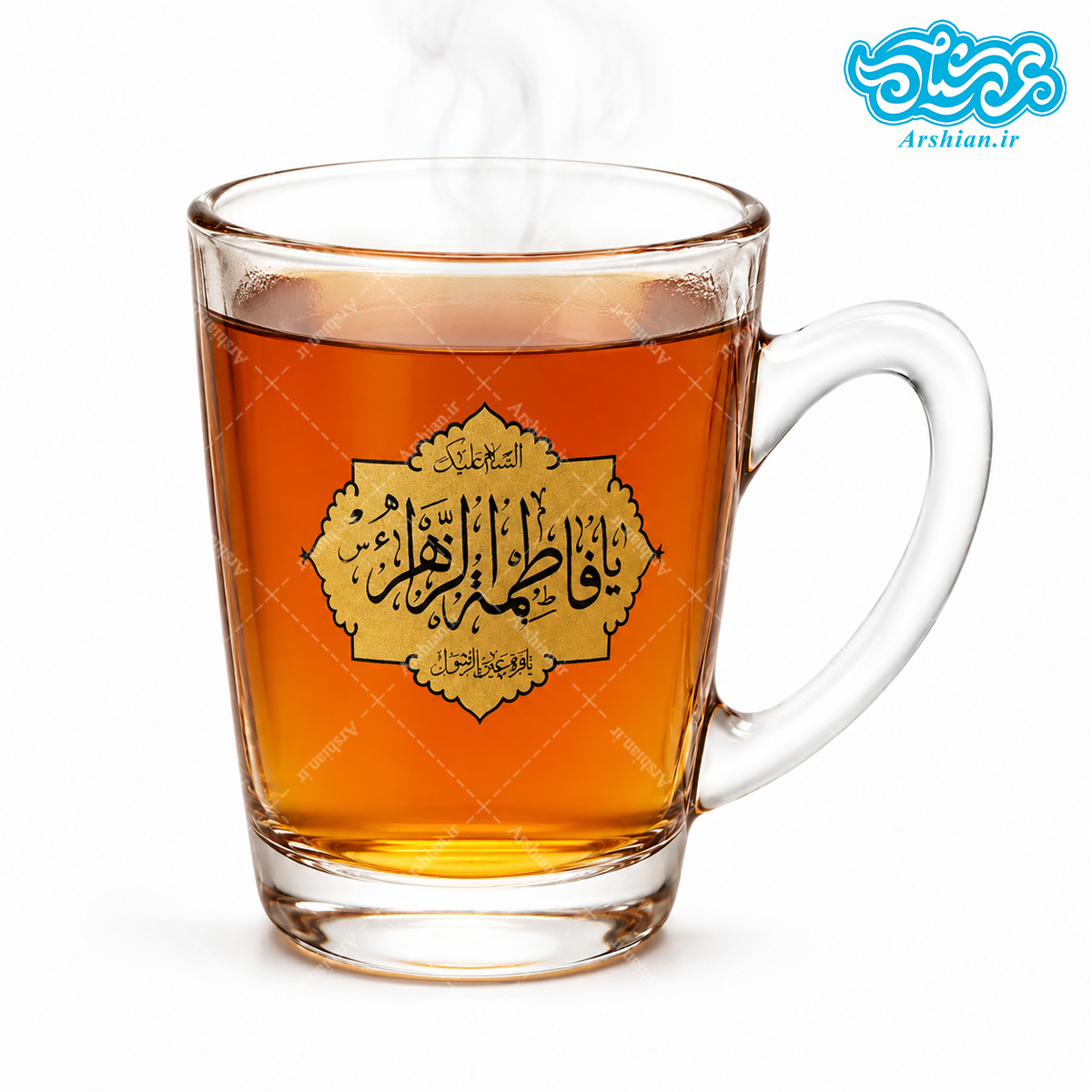 استکان دسته دار باذکر یافاطمه الزهرا کد (بسته 6 عددی)