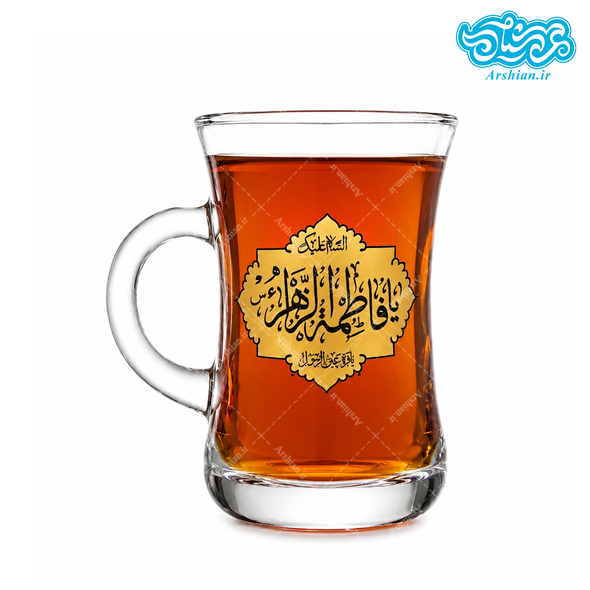 استکان دسته دار گلجام باطرح یافاطمه الزهرا (بسته 6عددی)