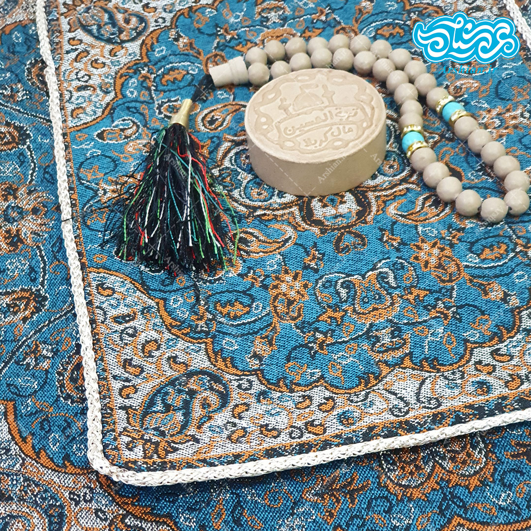 جانماز ترمه دور دوزی شده دو تکه 42 سانتی متری