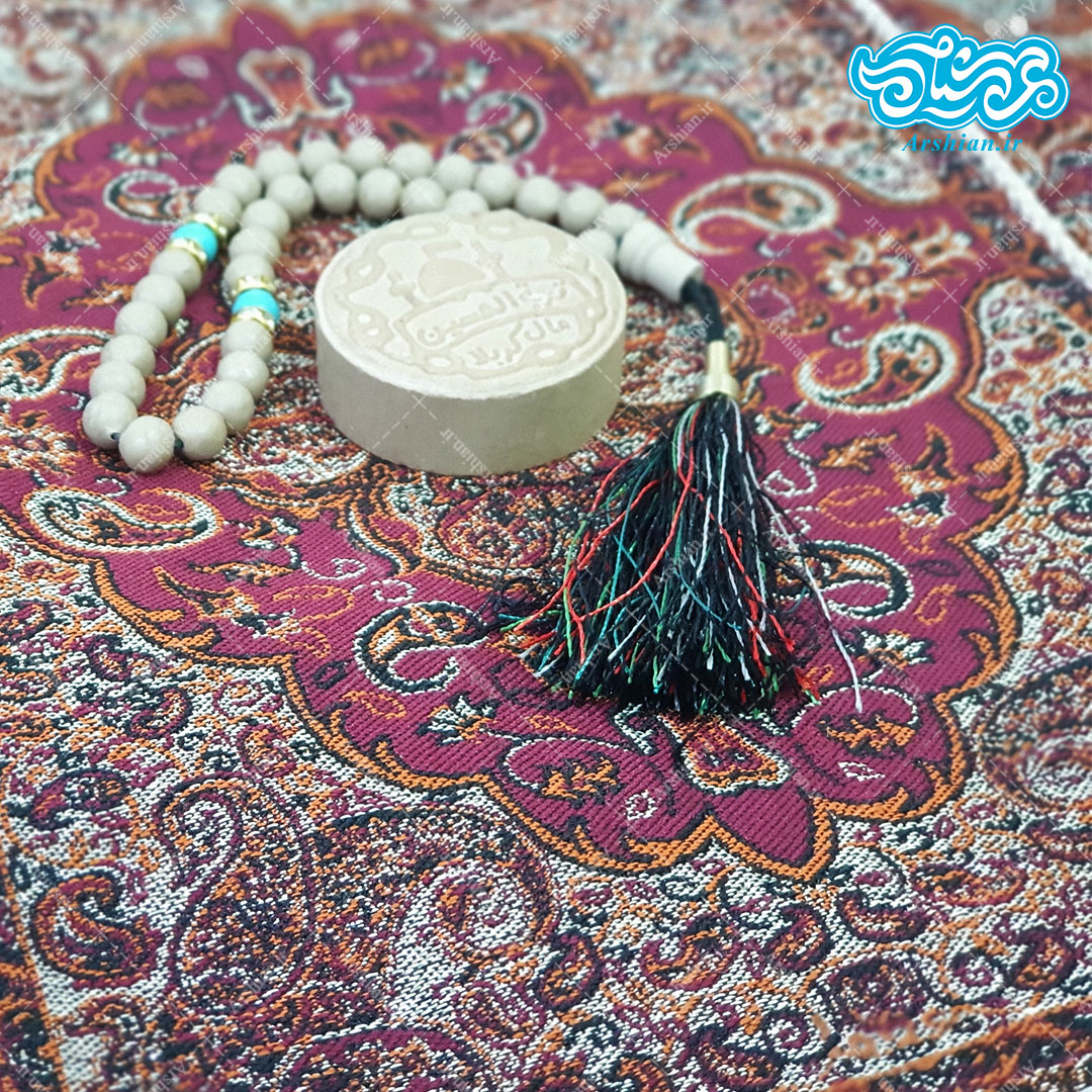 جانماز ترمه دور دوزی شده دو تکه 42 سانتی متری