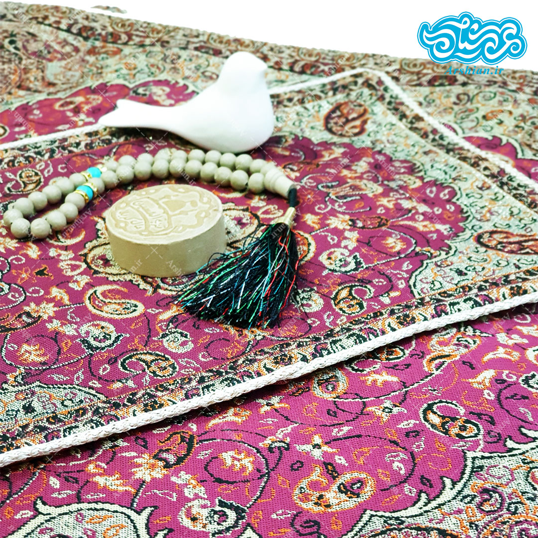 جانماز ترمه دور دوزی شده دو تکه 42 سانتی متری