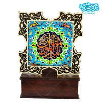 تندیس کاشی با طرح امیرالمومنین با قاب چوبی کد tal101