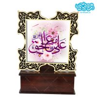 تندیس کاشی با طرح علی مع الحق با قاب چوبی کد tal109