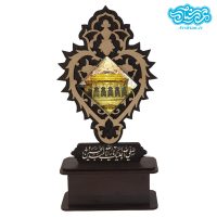 تندیس کاشی با طرح ضریح امام حسین (ع) با قاب چوبی کد th508