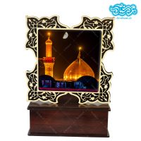 تندیس کاشی با طرح گنبد امام حسین(ع) با قاب چوبی کد th516