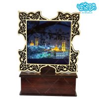 تندیس کاشی با طرح کربلای معلی با قاب چوبی کد th523