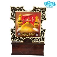 تندیس کاشی با طرح گنبد امام حسین(ع) با قاب چوبی کد th527