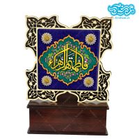 تندیس کاشی با طرح فاطمه الزهرا (س) با قاب چوبی کد tf306