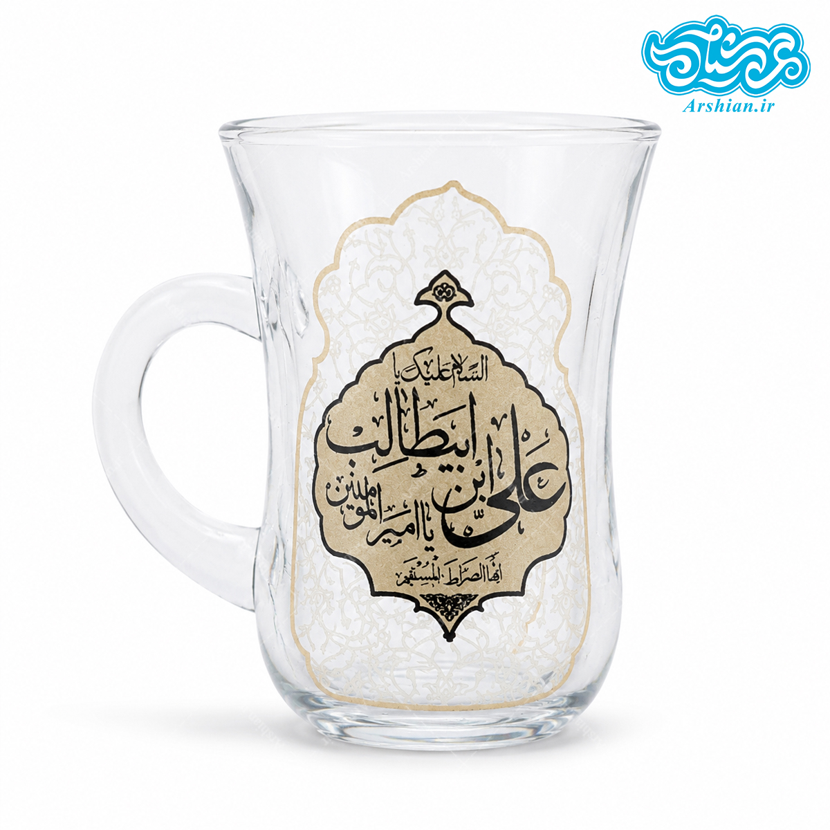 نیم لیوان دسته دار گلجام باطرح یاعلی بن ابیطالب (بسته 6 عددی)