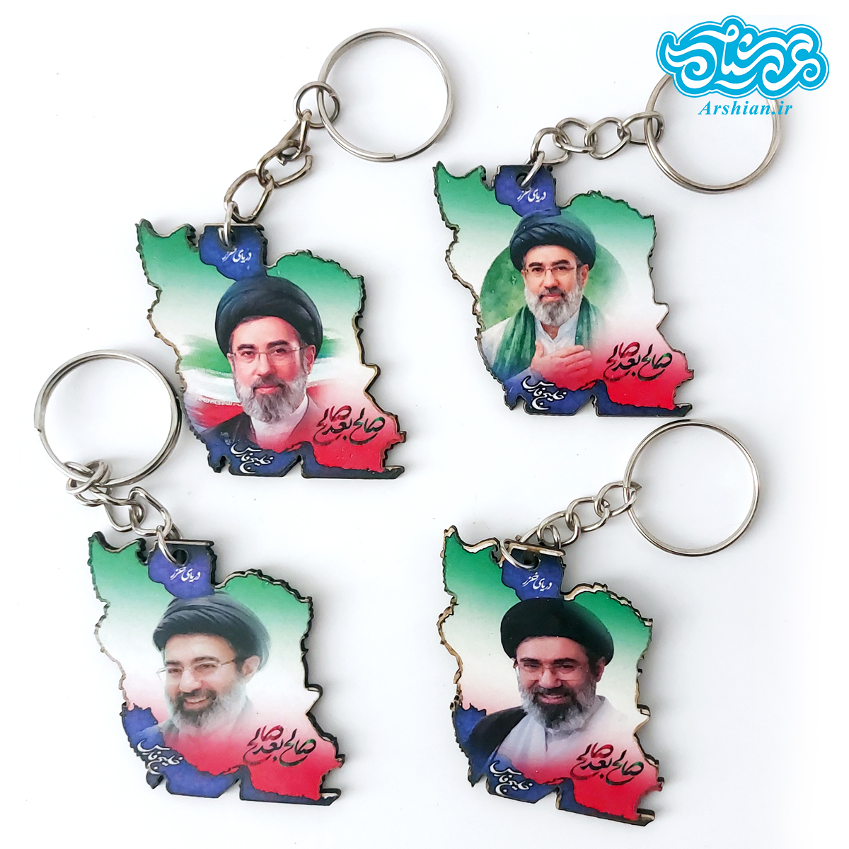 سرکلیدی چوبی نقشه ایران باتصویر آیت الله سید مجتبی خامنه ای