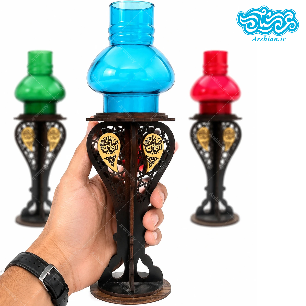 فانوس شمعی پایه دار بزرگ طرح مشبک کدsh03