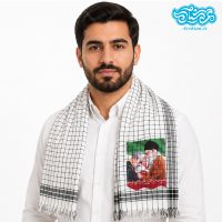 چفیه شالی باطرح پرچم حاج قاسم سلیمانی و شهید آیت الله سید علی خامنه ای