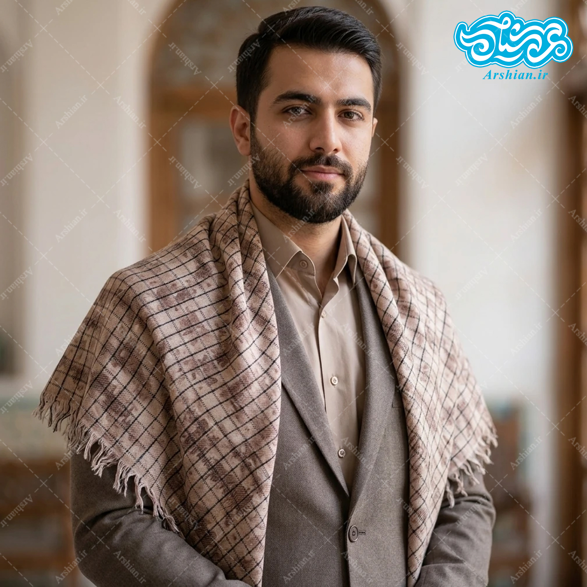 چفیه صابرین چریکی با طرح دیجیتالی 120 سانتی متری
