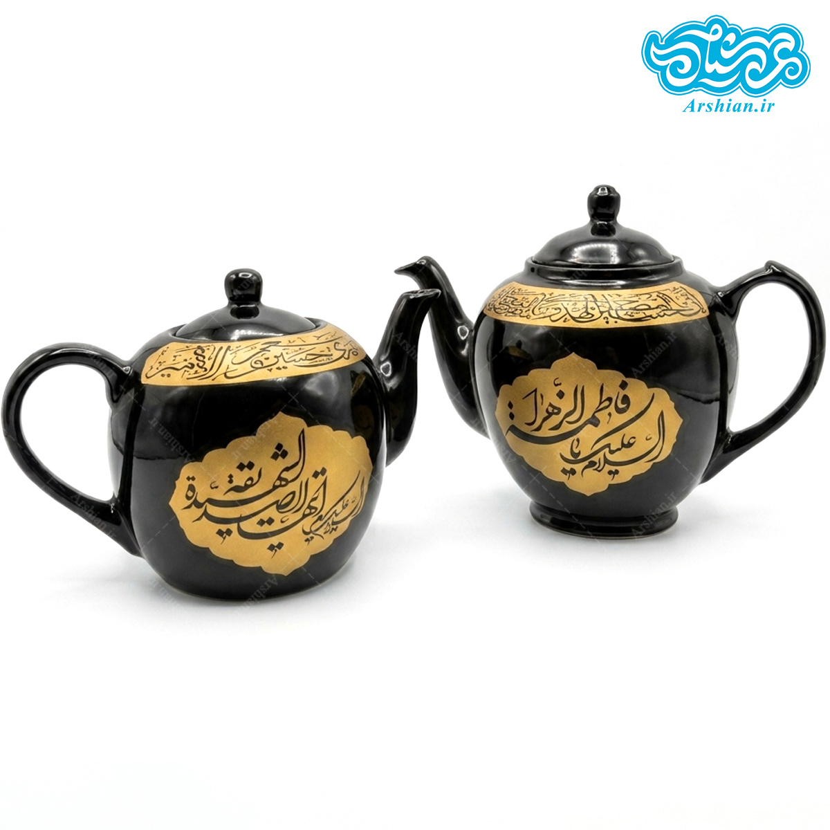قوری چینی مشکی باطرح السلام علیک یافاطمه الزهرا کدghf01