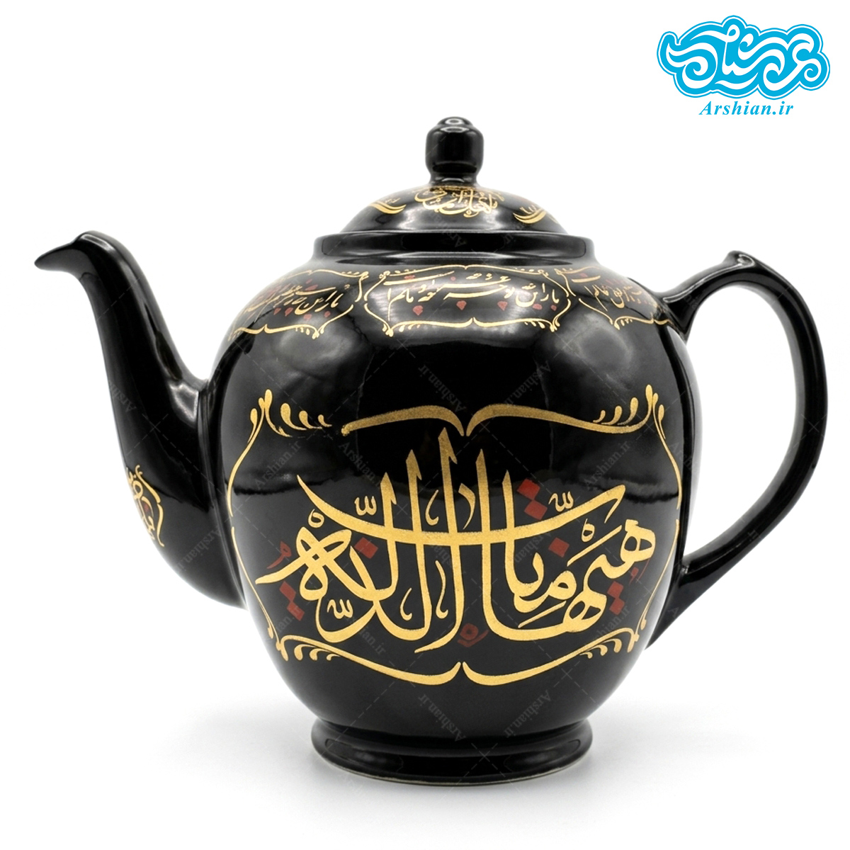 قوری چینی مشکی باطرح هیهات من الذله کدha02