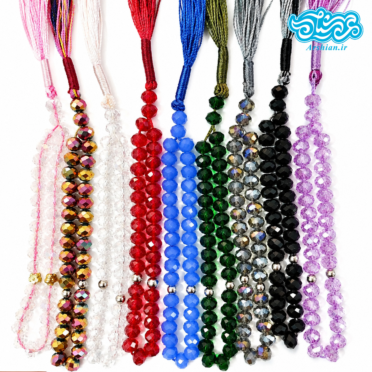 تسبیح 33تایی طرح کریستال رنگی نمره8 کد T8KR33