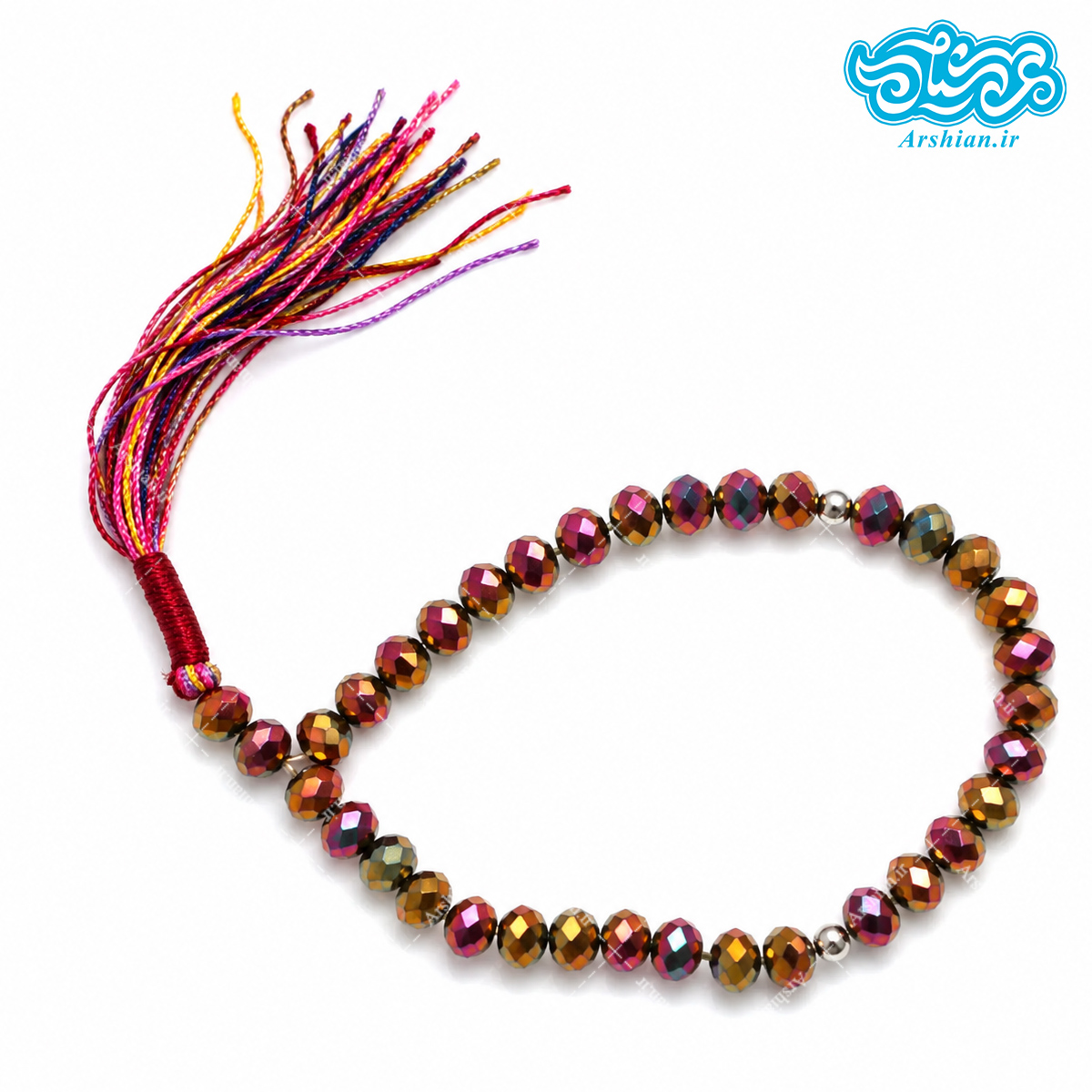 تسبیح 33تایی طرح کریستال رنگی نمره8 کد T8KR33